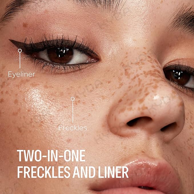 KYDA Freckle Liquid Eyeliner Pen, 2 in 1 Freckles Stamp and Black Liquid Eyeliner, Waterproof and Long lasting Soft Dot Spot Pen Realistic Fake Freckles for Natural Lifelike Sun-kissed Makeup-ESPRESSO-Velvo Beauty