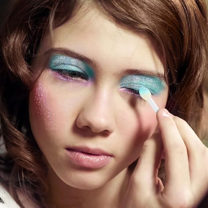 Expressions Perfectly Me Glisten & Glitter Makeup Palette 10 Color Eyeshadow Palette & Blush Makeup Novelty Beauty Set, Fold Out Compact with Mirror, Cute Makeup Kit Gifts - Washable, Non-Toxic-Velvo Beauty