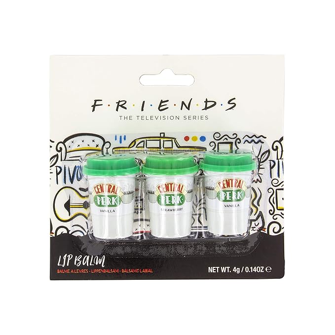 Central Perk Lip Balm - Set of 3 Flavored Chapsticks - Officially Licensed Friends TV Show Merchandise-Velvo Beauty
