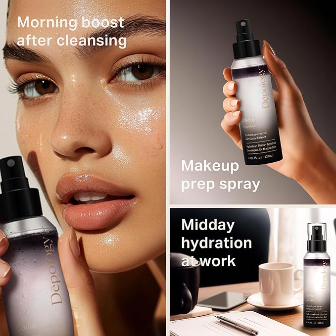 depology Glowing Spray Serum, Hydrating & Firming Facial Mist, Radiance Skin, Smooths Fine Lines and Wrinkles, Face Mist with Hyaluronic Acid & Collagen, Facial Spray for All Skin Types, 4.06 Fl Oz.-Velvo Beauty