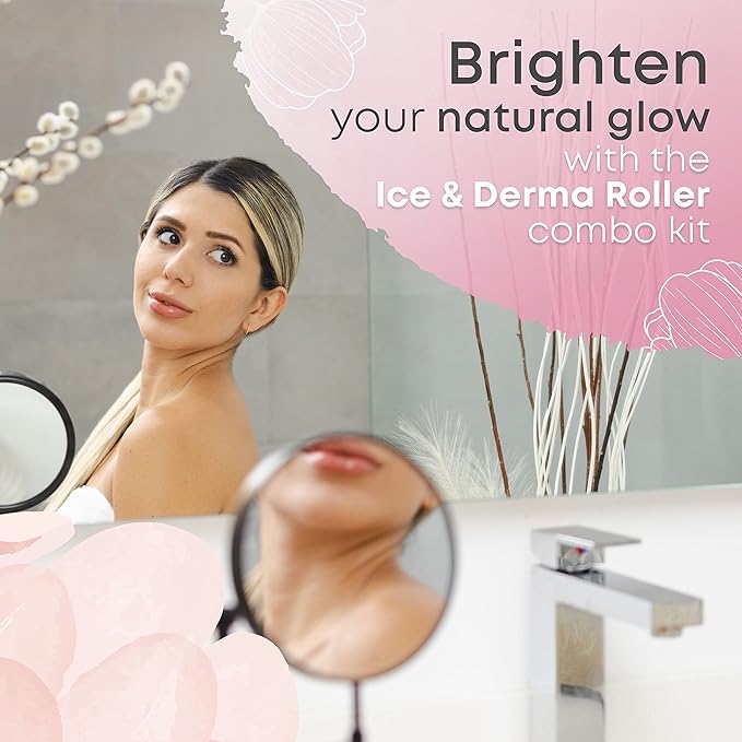 Derma Roller & Ice Roller 2 in 1 for Beard Hair Skin Face 540 Titanium.25mm - Self Care Gifts Facial Skin Care Tools…-Velvo Beauty