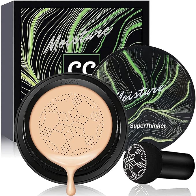 Air Cushion CC Cream Mushroom Head Foundation, Moisturizing BB Cream Makeup Long Lasting Matte Concealer (Natural)-Velvo Beauty