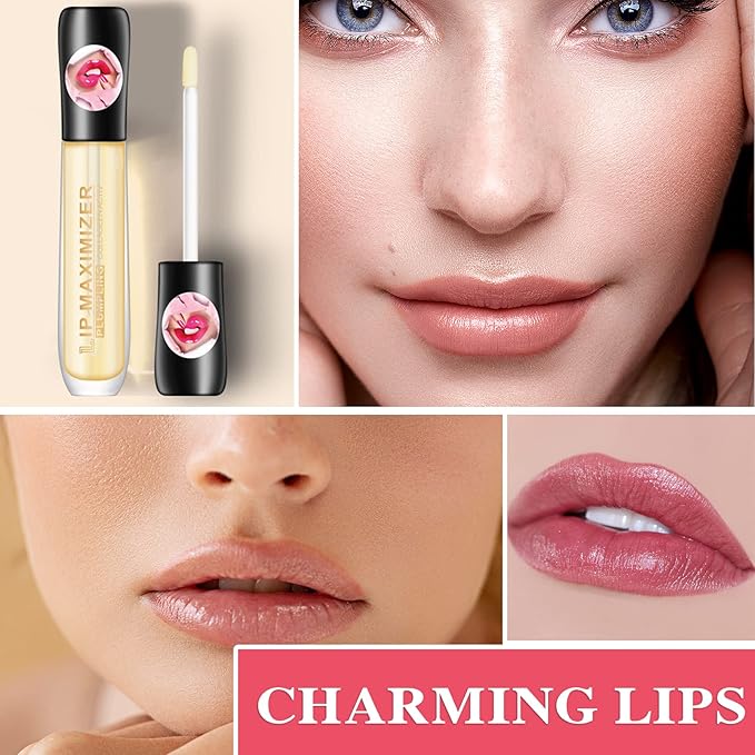 Lip Plumper Lip Gloss 2Pcs,Moisturizing Lip Oil Lip Plumper Gloss Lip Plumping Lip Care Serum Instant Volume Lip Filler Lip Maximizer Balm Plumper Reduce Fine Lines & Improve Dryness Wrinkles-Velvo Beauty
