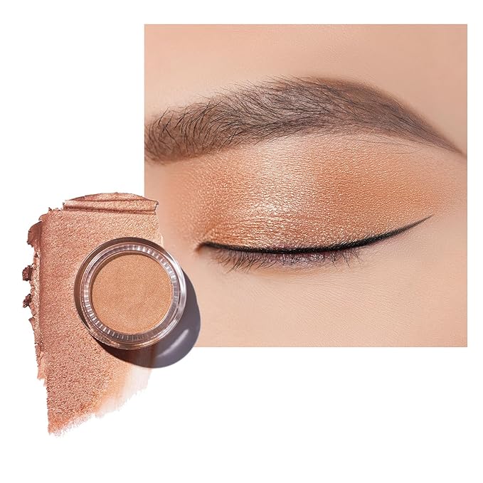 Oulac Nude Pearl Cream Eyeshadow also for Highlighter Shimmer Eye Shadow Waterproof&Long Lasting with Moisturizing Formula Blendable Shimmer Eye Make-up,Vegan & Cruelty-Free,6g P02-Velvo Beauty
