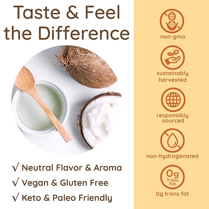 Simply as-is | Organic Refined Coconut Oil for Cooking, Baking | Neutral Flavor & Aroma | Expeller-Pressed | 128 fl oz-Velvo Beauty