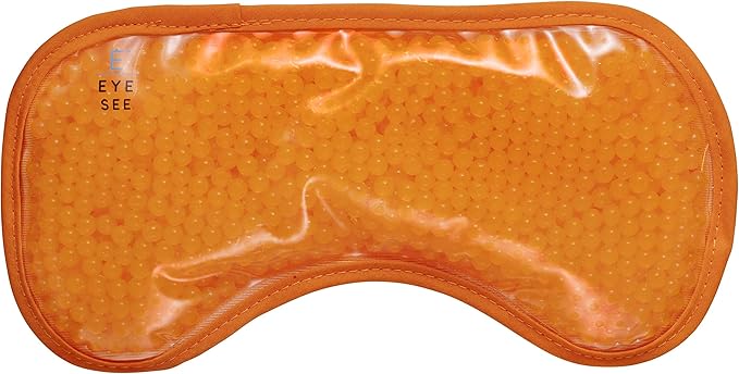 Plush Gel Eye Mask for Puffy Eyes, Orange - Cold Eye mask to Treat Dark Circles, Sinuses, Dry Eyes, and for Allergy Relief - Microwave Safe for Heat Therapy-Velvo Beauty