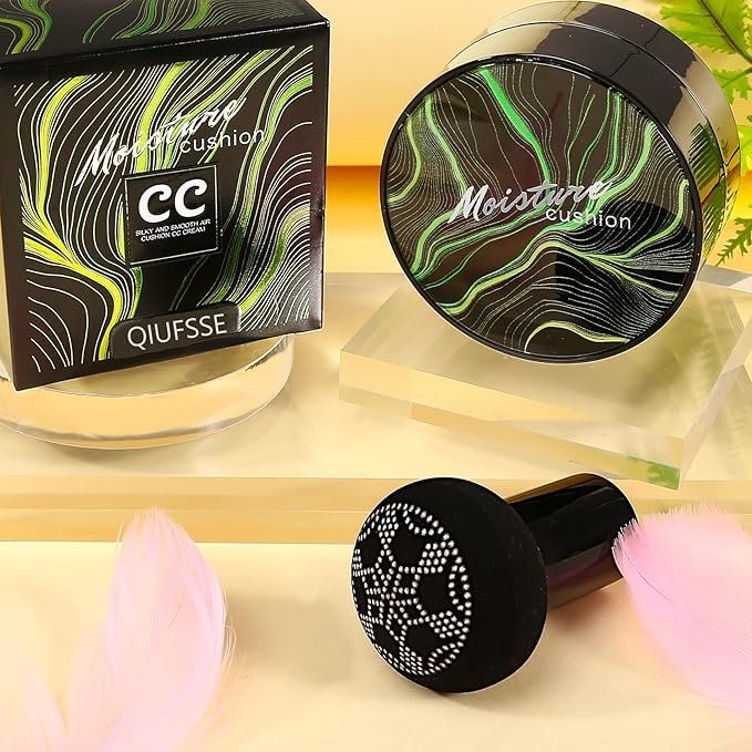 Mushroom Head Air Cushion CC Cream Foundation,QIUFSSE Mushroom Head Foundation BB Cream Makeup Foundation Concealer Brighten Long-lasting Oil Control and Moisturizing-Natural-Velvo Beauty