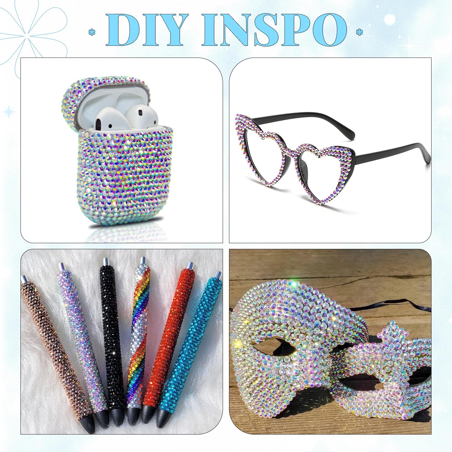 6000Pcs Resin Rhinestones for Bedazzling with 3Pcs B7000 Jewelry Glue, 1 Box AB Flatback Rhinestones for Crafting Crafts DIY, Crystals Gems for Clothing Shoes Tumblers Nail Art Makeup-Velvo Beauty