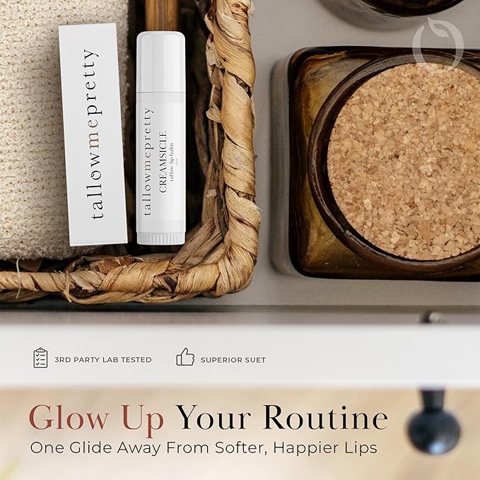 Creamsicle Lip Balm, Luxuriously Soothing & Protective Tallow Lip Balm w/Nutrient-Rich Tallow, Vanilla Bean, Sweet Orange Essential Oil & More, Non-Toxic Lip Care, USA Made, .15 Oz.-Velvo Beauty