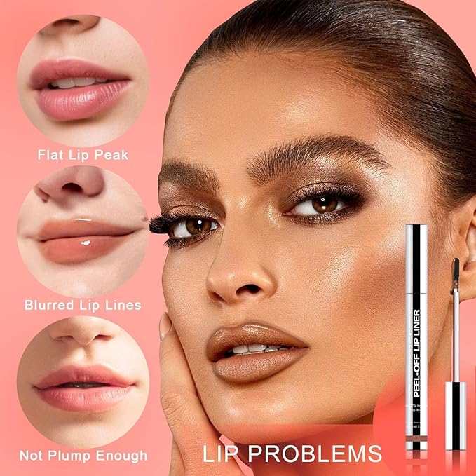 Peel Off Lip Liner Stain - Long Lasting Natural Lip Stain Transfer-proof Lip Liner, Moisturizing Waterproof Lip Gloss Stain, Highly Pigmented Color for All Skin, Ideal Gifts for Women (Coral)-Velvo Beauty