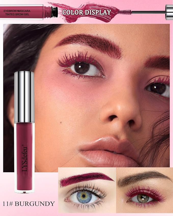 Tinted Eyebrow Gel Mascara- 1Pcs Long Lasting Waterproof Burgundy Tinting Eye Brow Glue Colored Mascara, Dark Red Brow Filler Curling rimel de pestañas, Mother's Day Eye Makeup Gift for Women Girl-#11-Velvo Beauty