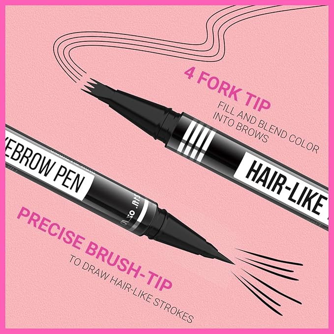 iMethod Eyebrow Pen - Eyebrow Pencil Magical 2-in-1 Eye Brow Pencils for Women with 4-Fork-Tip & Precise Brush-Tip for Natural Hair-Like Brows, Last All-Day, with Eyebrow Spoolie Brush, Brown-Velvo Beauty