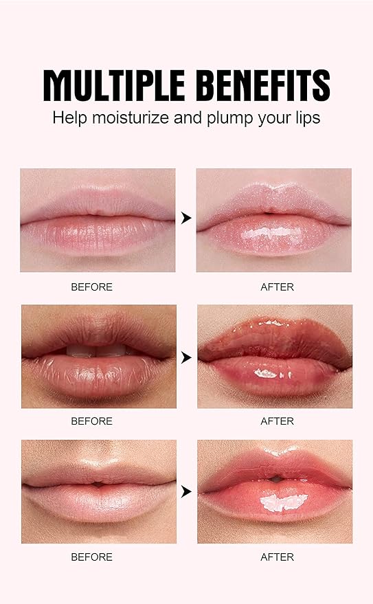 Natural Spicy Lip Plumping Booster Lip Plumping Oil，Lip Plumper Gloss, Ultra-Hydrating & Nourishing Plump and Pout Lip Plumper, Glossy Finish Fuller Lip Plumping Lip Gloss for Women Girls(01#)-Velvo Beauty