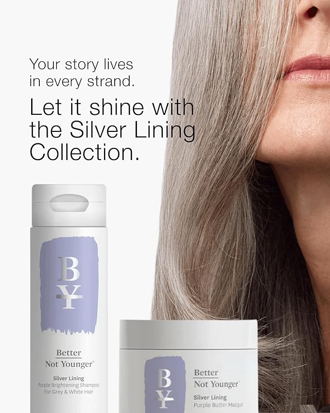 Better Not Younger Silver Lining Purple Hair Mask for Women 40+ – Deep Conditioning Treatment for Gray, Silver & Blonde Hair - Butter Mask with Plant-Based Oils – Hydrates & Neutralizes Brassiness-Velvo Beauty