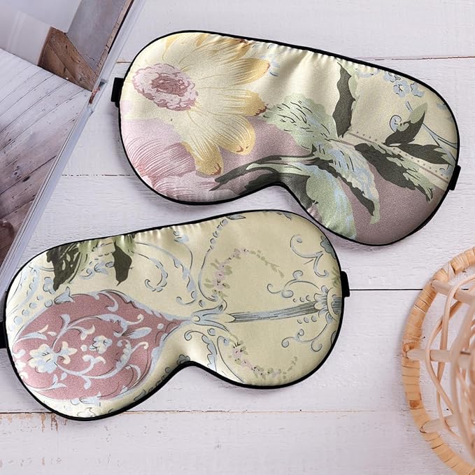 100% Pure Silk Eye Mask Sleep Eye Mask Eye Cover Eyeshade Sleeping Eye Mask Floral Colors (#28)-Velvo Beauty