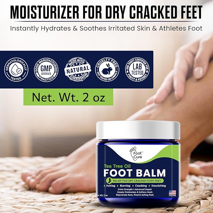 Tea Tree Oil Balm – Moisturizer for Dry Cracked Feet – Instantly Hydrates & Soothes Irritated Skin & Athlete's Foot – Best Foot Care for Women and Men – Made in USA 2PK-Velvo Beauty