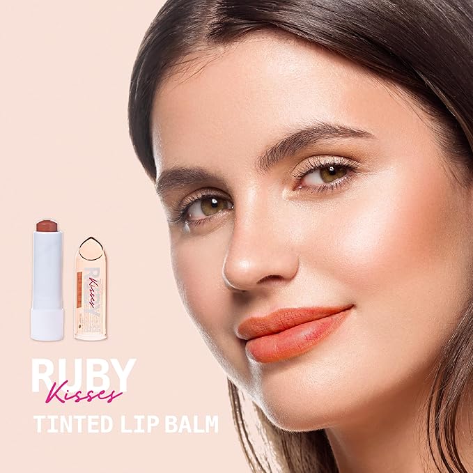 Ruby Kisses Balm Up Tinted Lip Balm, Non-Greasy Hydrating Formula, Nourishing Coconut Core & Vitamin E Infused, Lip Care with Natural Shine, Lightweight Sheer Color (Nude)-Velvo Beauty