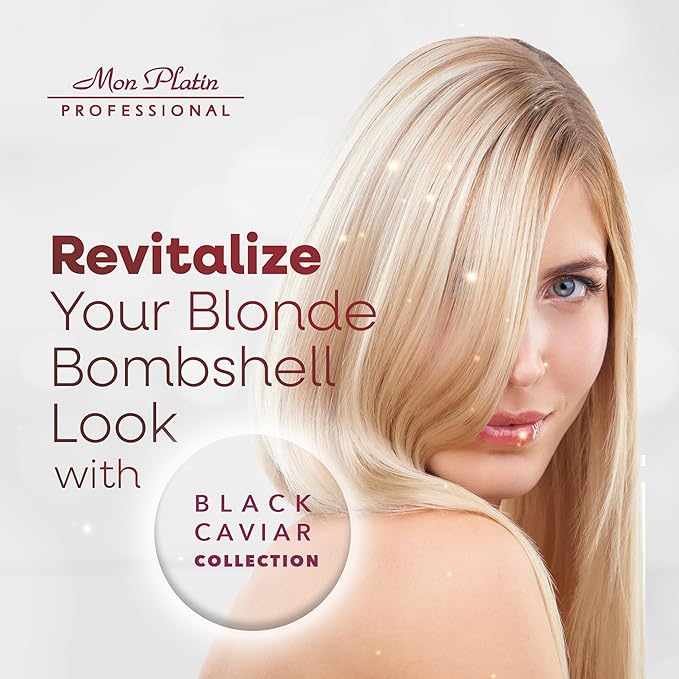 Mon Platin Professional Black Caviar Blonde Hair Mask & HY Loren Blonde Hair Shampoo, Intensive Moisturizing Treatments for Blonde, Bleached & Color-Treated Hair, SLS/SLES/Salt-Free, 500ml Each-Velvo Beauty