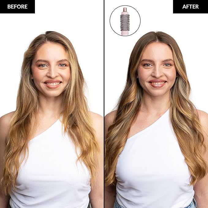 FoxyBae Super Styler Pro Interchangeable 5 in 1 Hair Styler Wand Curling Iron Set - w/Drying Cylinder, Ceramic Blowout & Round Brushes, 2 Auto-Wrap Curlers - Frizz-Free, Smooth Hair [Blush]-Velvo Beauty