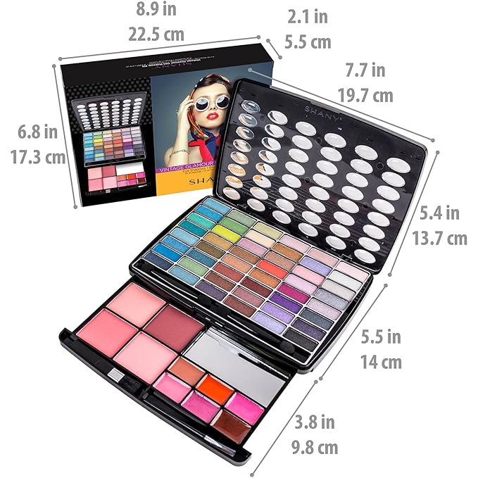 SHANY Glamour Girl Makeup Kit Eyeshadow Palette with Eyeshadows, Blushes, Lipstick Lip-gloss, Makeup Mirror, Makeup applicators, Premium Gift Packaging - Vintage-Velvo Beauty