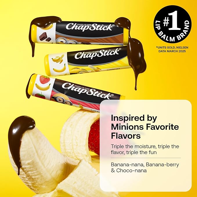 ChapStick Lip Balm Sets, Minions Banana-Nana + Variety Banana Pack (6 Sticks), Party Favors for Kids, 0.15 Oz Ea-Velvo Beauty
