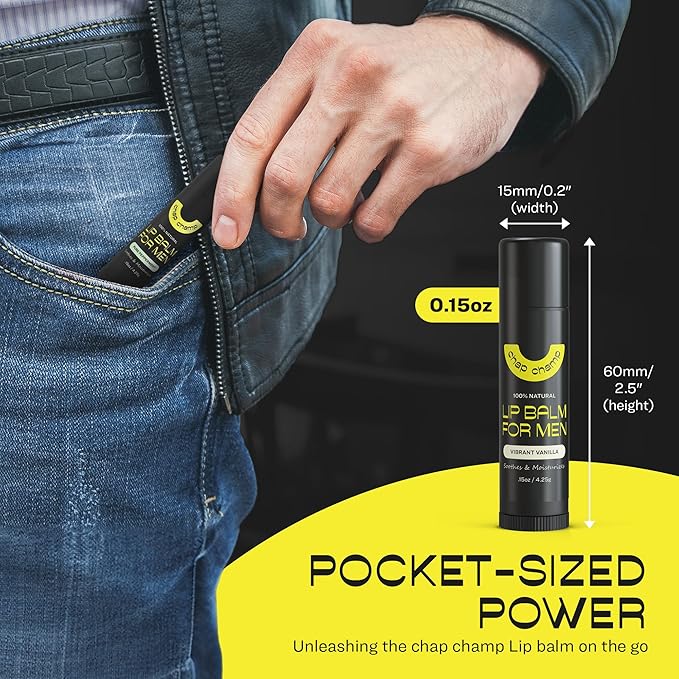 Lip Balm for Men - All Natural Mens Chapstick - Mens Lip Balm - Contains Vitamin E and Beeswax - Chapstick for Men - Peppermint, Coconut & Vanilla Lip Balm - 6 Pack Lip Balm Men-Velvo Beauty