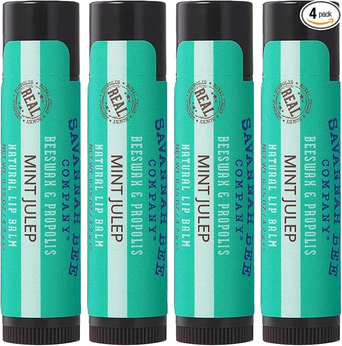Savannah Bee Company Mint Julep Lip Balm, 0.15-Ounce (Pack of 4)-Velvo Beauty