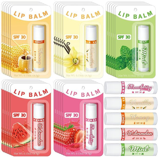 30 Pack Lip Balms SPF 30 Bulk Sunscreen Lip Balms Party Gifts Favors Lip Sunscreen Care with Vitamin E Wedding Bridal Shower Favors Baby Shower Gifts for Outdoor Travel Beach-Velvo Beauty