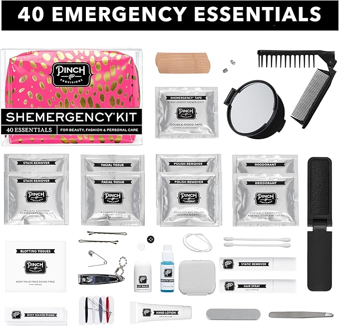 Pinch Provisions Shemergency Kit for Her, 40 Emergency Essential Items, Compact, Multi-Functional Pouch, Gift for Women, Birthday, Bachelorette Parties, and More!-Velvo Beauty