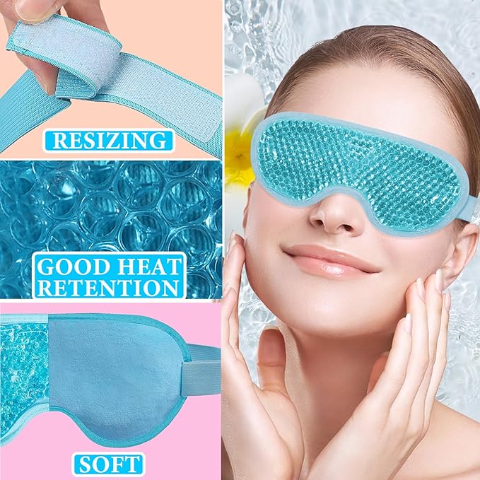 Cold Face Eye Mask Ice Pack for Dark Circles,Eye SPA,Pressure,Cooling Face Masks for Women Sleeping,Skin Care Gel Beads Hot Cold Use Ice Facial Mask-Velvo Beauty