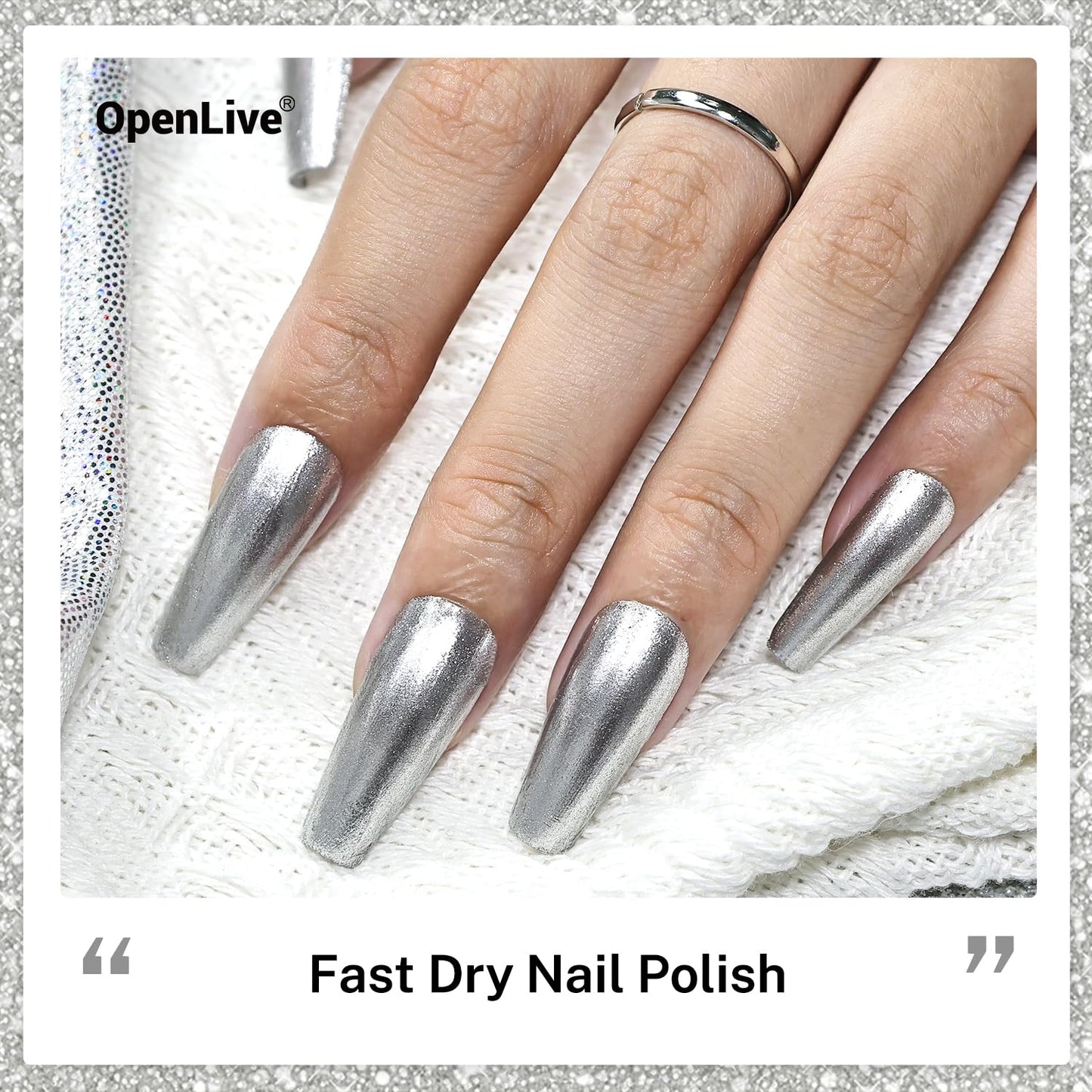 16.5ml Glitter Silver Nail Polish Large Volume Quick Dry Nail Polish, Long Lasting Shine, Fingernail Toenail Nail Art DIY Home Travel Nail Art Gift-Velvo Beauty