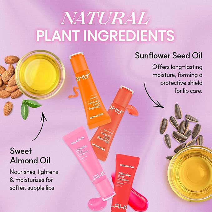 Glowing Color Lip Balm 0.35 Oz| Hydrating Lip Balm Lip Gloss for Girls | Vegan Lip Balm & Lip Plumping Gloss | Lip Glowy Balm & Lip Care for Dry Lips | Moisturizing Lip Balm Shy Plum-Velvo Beauty