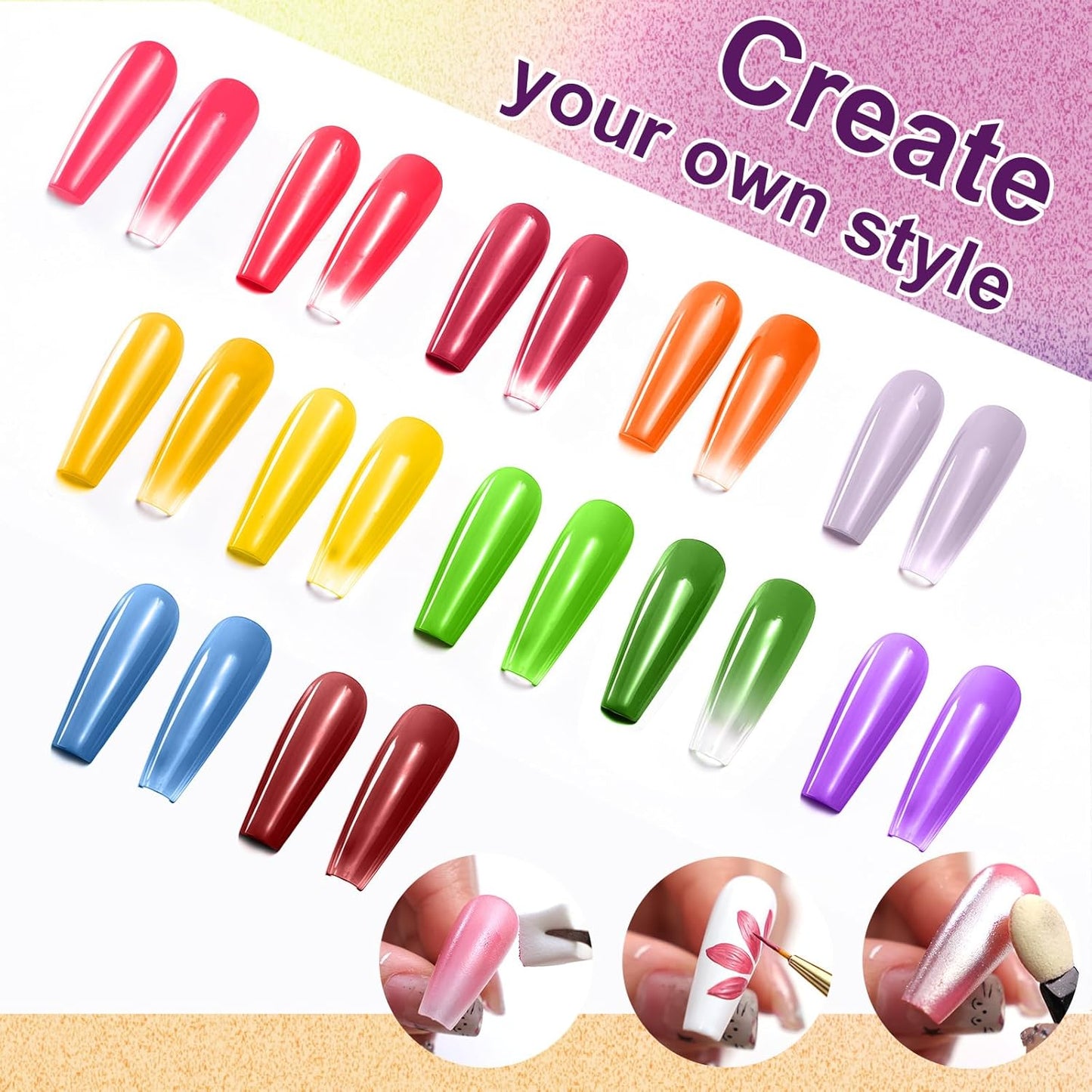 Gradient Painting Gel, 12 Bright Colors Ombre Gel Nail Polish for Pigmented Pat Painting Nails Aura Nails, French Manicure DIY Nail Art,Long-lasting Soak of UV Palette Electric Carnival-Velvo Beauty