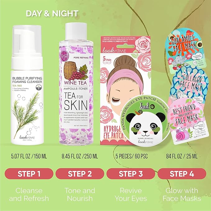 Korean Skin Care Set - Simplified Kbeauty Skincare Kits - Asian Skincare Facial Kit & Sets with Water Based Cleanser, Essence Toner, Under Eye Patches, Face Mask Sheets, Self Care Gifts For Women-Velvo Beauty