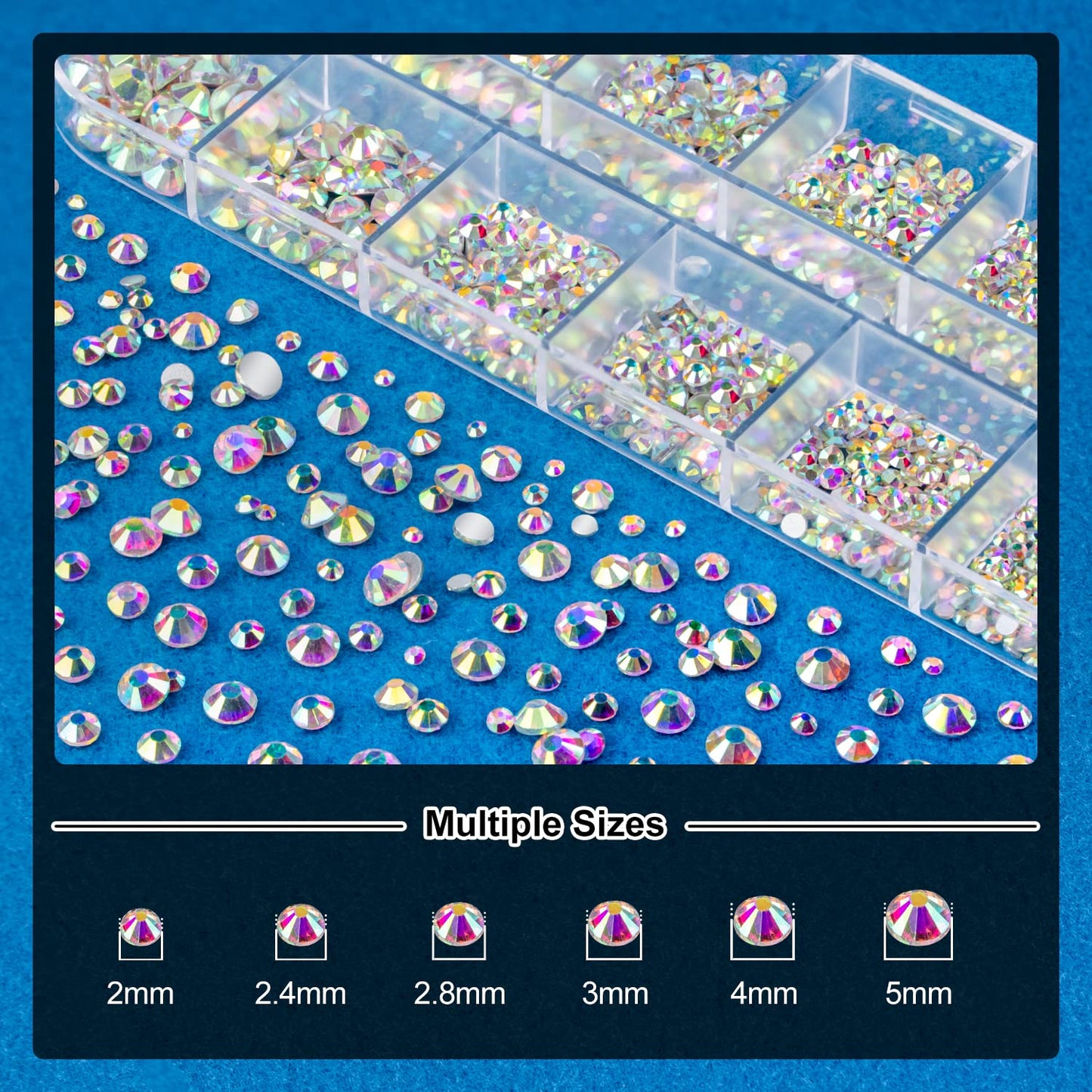 Nail Art Rhinestone Glue Gel&1 Box Flatback Gems Kit, 1 Tube of 15ml Rhinestone Gel Glue(UV/LED Needed)+Crystal AB Gems with Pickup Tools-Velvo Beauty