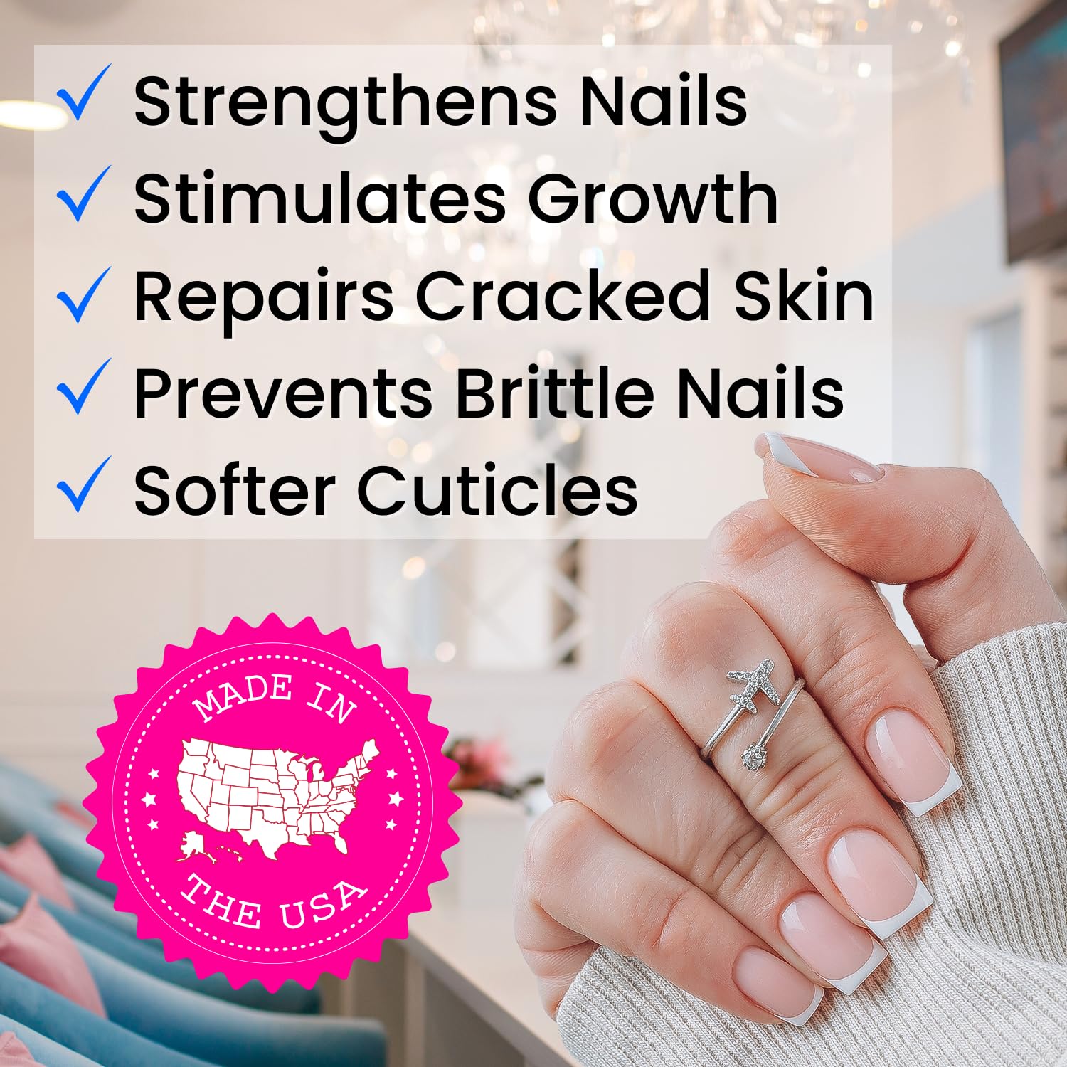 Ellie Chase Moisturizing Cuticle & Nail Care Oil 2.3 Fl Oz - Vanilla Scented – Infused with Jojoba Oil, Aloe, Vitamin E – Nail & Cuticle Hydration, Repair, Moisturizer, Strengthener, Growth-Velvo Beauty