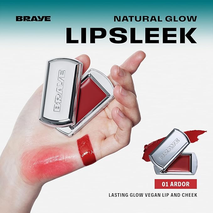 BRAYE Lipsleek Lip Balm, Monochromatic Cream Blush 2-in-1 Face Makeup, Hydrating & Mood Buildable, Vegan + Cruelty-Free Glow for Cheeks l 01 Ardor-Velvo Beauty