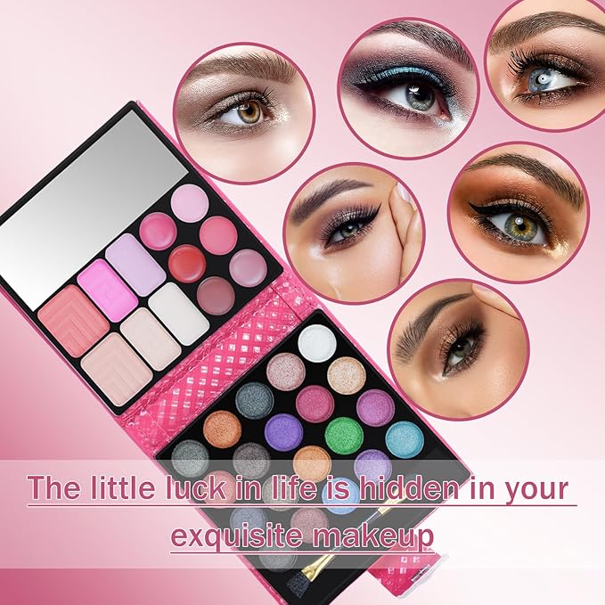 All-in-one Holiday Makeup Gift Set | Full Makeup Kit for Women Essential Starter Bundle Include 20 Highly Pigmented Shimmer Eyeshadow Palette,3 Blush,3 Face Powder, 6 Lipgloss, Brush-Velvo Beauty