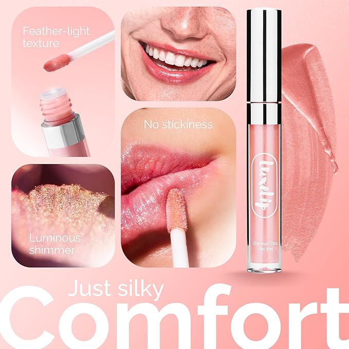 LuxeLip™ Matte Lipstick, Hydrating Non-Sticky Lip Gloss for Luminous Shine & Moisturized Lips, Lightweight, Long-Lasting Glossy Finish, Cruelty-Free Lip Makeup for Women (Moonlit Nude, 8ml)-Velvo Beauty