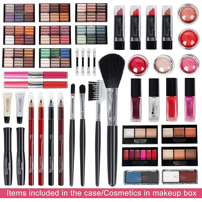 All-in-one Holiday Make up Gift Set | Makeup Kit for Women Full Kit Essential Starter Bundle Include Eyeshadow Palette Lipstick Blush Foundation Concealer Face Powder Mascara Lipgloss Brush-Velvo Beauty