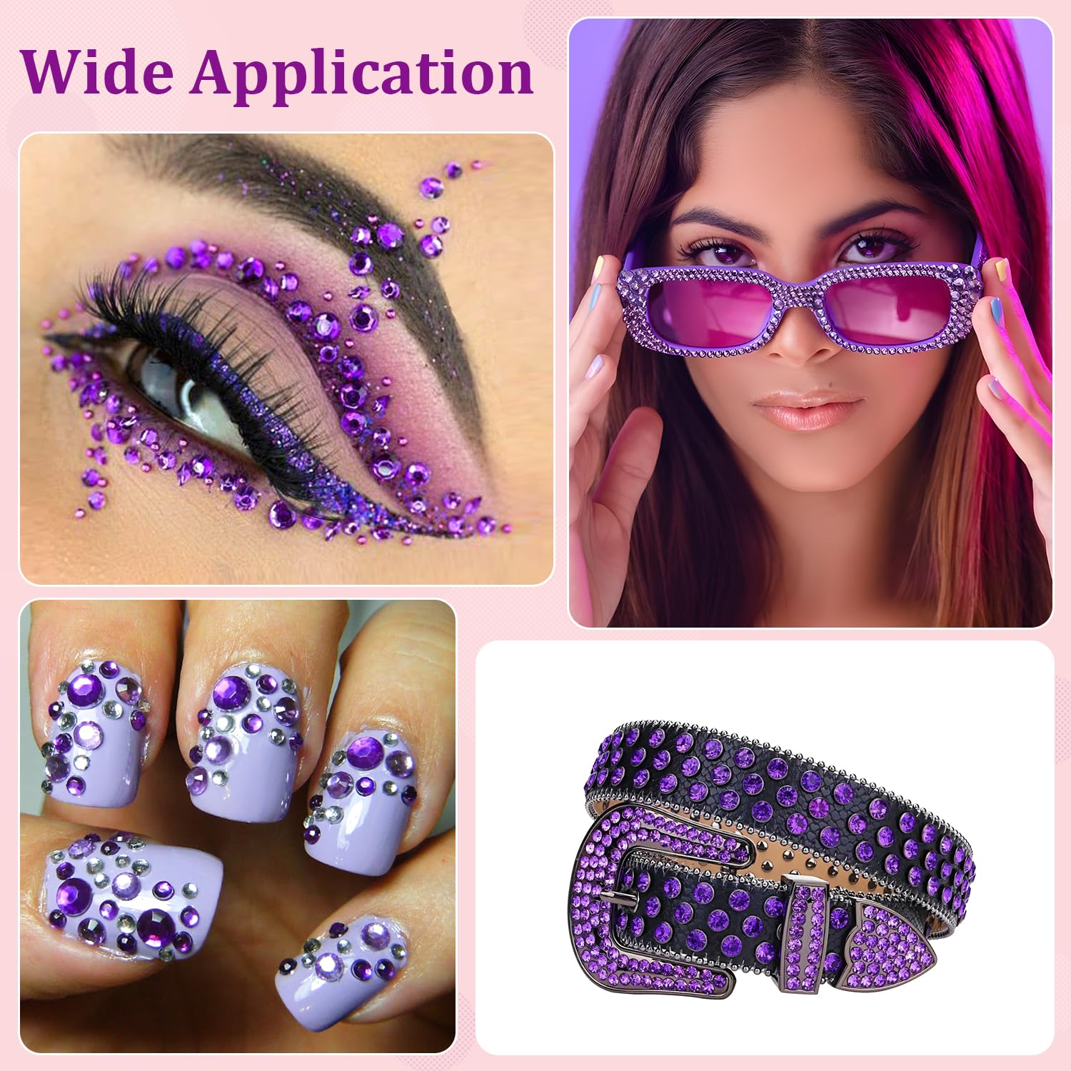 30000Pcs Dark Purple Rhinestones for Bedazzling with B7000 Jewelry Glue, Bedazzler Kit Flatback Gems, Resin Rhinestones for Crafting Crafts Clothing Shoes Fabric Nail Art Assorted Size 2/3/4/5/6mm-Velvo Beauty