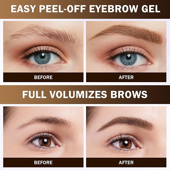 2025 New Tattoo Eyebrow Gel Easy Peel Off for Women, Upgrade Eyebrow Tattoo Peel Off, Transfer-proof Eyebrow Gels Waterproof for All Skin Types (Dark brown)-Velvo Beauty