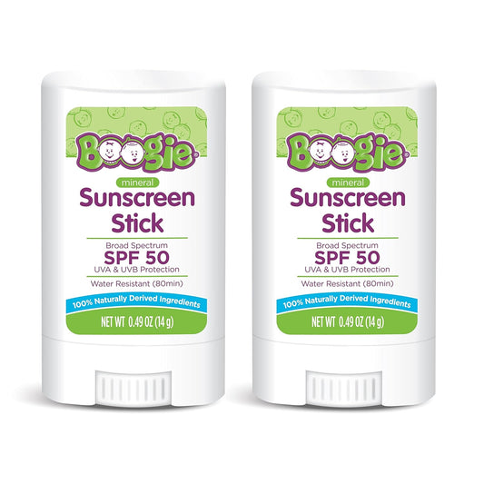 Baby Sunscreen Stick by Boogie Block, Mineral Sunscreen SPF 50, FSA/HSA Eligible, Travel Size Sunblock for Kids, Zinc Oxide, Water Resistant, Vegan, Fragrance Free Pack of 2-Velvo Beauty