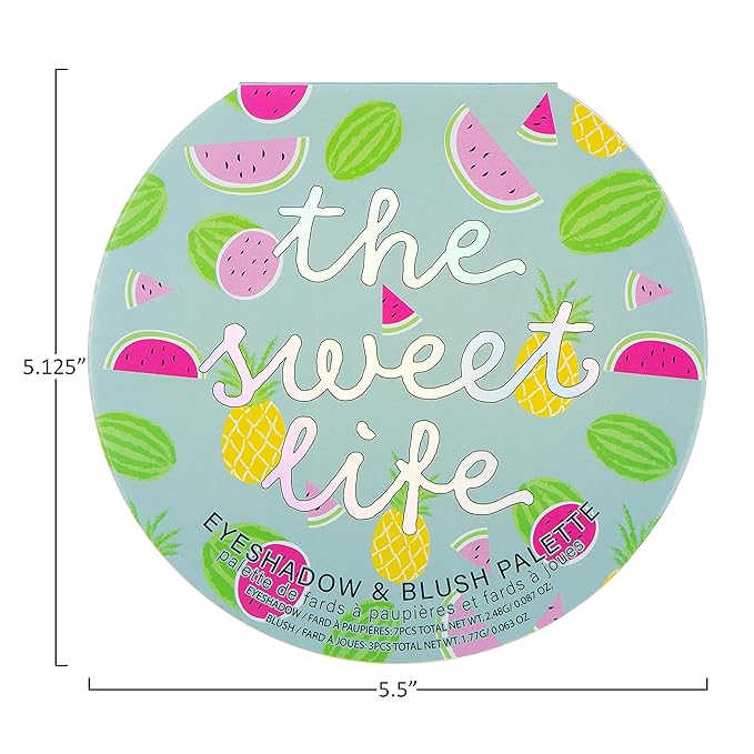 Expressions The Sweet Life Glisten & Glitter Makeup Palette 10 Color Eyeshadow Palette & Blush Makeup Novelty Beauty Set, Fold Out Compact with Mirror,Washable, Non-Toxic-Velvo Beauty