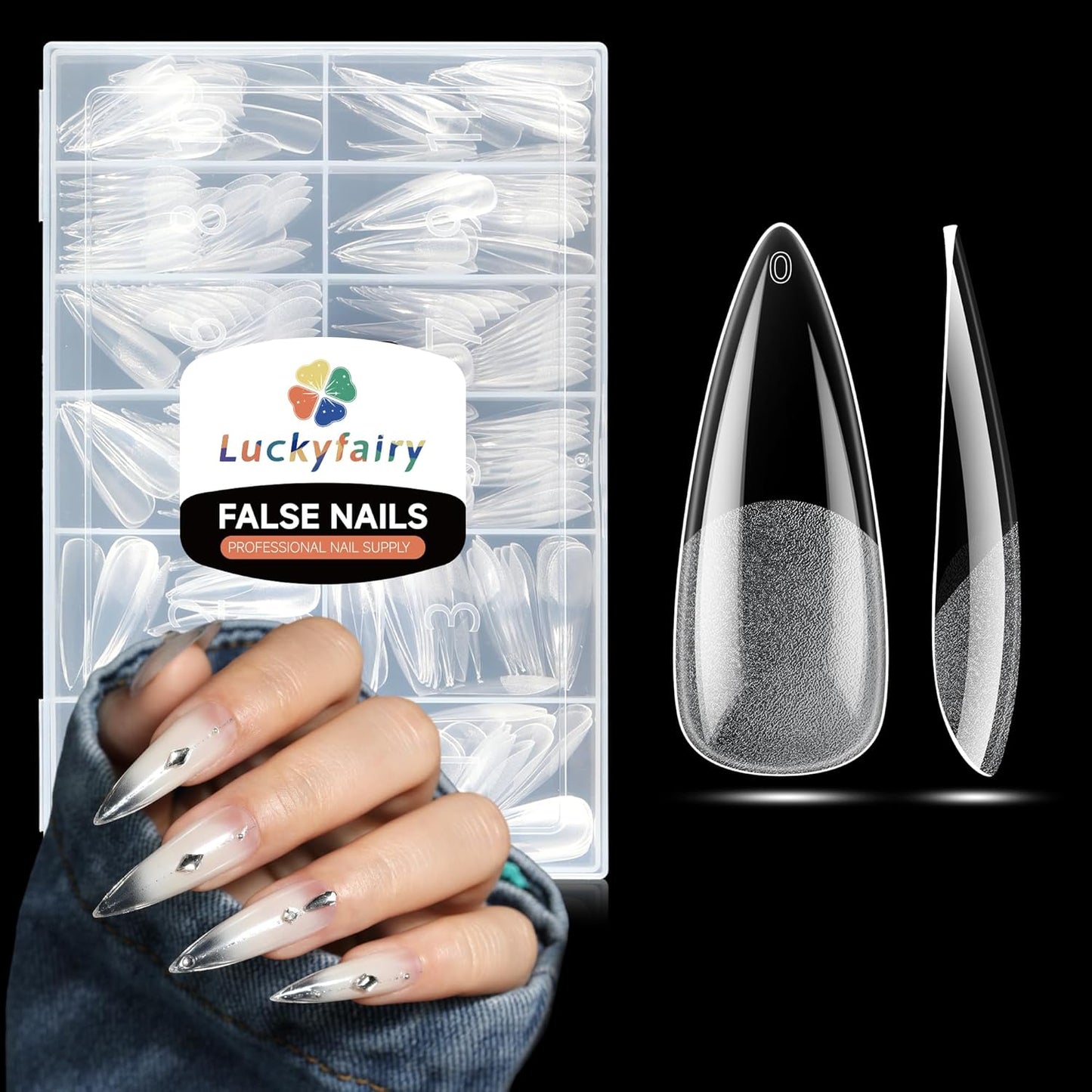 Long Stiletto Nail Tips: 240pcs Long Almond Matted Stiletto Gel Nail Tips No C Curve False Acrylic Fake Nails Full Cover Press On Nails Extensions DIY Home Salon 12 Sizes-Velvo Beauty