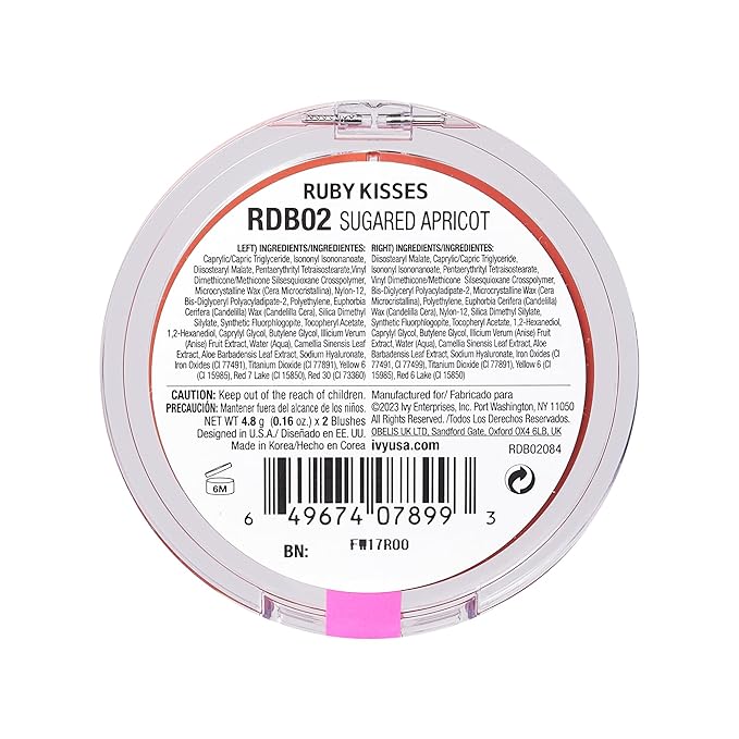 Ruby Kisses Duo Cream Blush, Smooth, Natural-Looking, Long-Lasting Face Makeup Blush for Cheeks, Lips, and Eyes, Buildable and Blendable, Infused with Green Tea, Aloe Vera Extract, and Hyaluronic Acid-Velvo Beauty