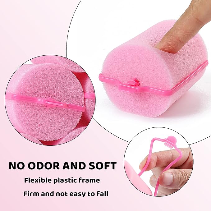 BEAUTIYAND Jumbo Foam Sponge Hair Roller Soft Sleeping rollers Curvy Wavy Hairstyle Curling Hair Styling Tools 24 Pieces Use For Long Hair Short Hair Ladies And Children 2"X2.75" (Pink)-Velvo Beauty