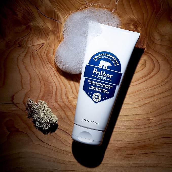 Polåar Men - Set for Men’s Skin Care - Moisturizing Cream with Siberian Olive + Shower Gel with Arctic Lichen - 2 Face, Body and Hair Treatments - Vegan, Curelty Free, Made in France-Velvo Beauty