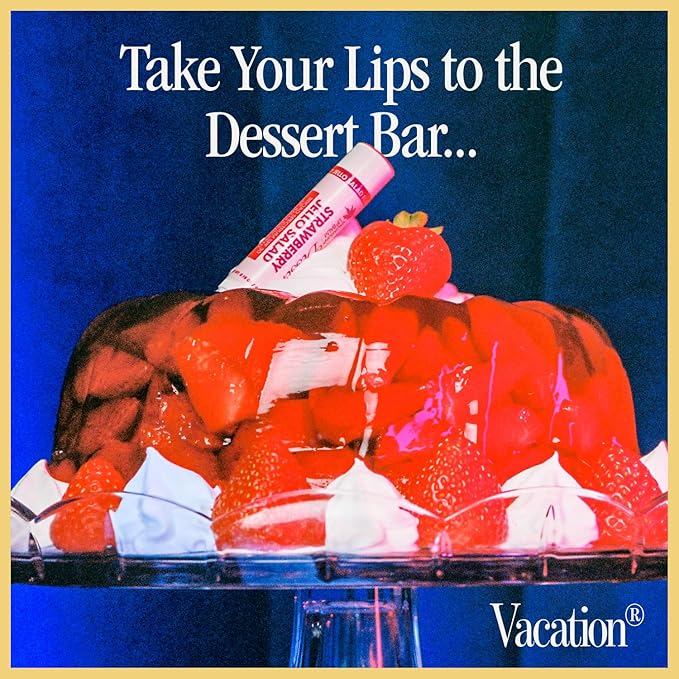 Vacation Strawberry Jello Salad SPF 30 Sunscreen Lip Balm 3-Pack, Lip Balm Made Without Beeswax, Lip Balm with Sunscreen, Lip Balm SPF Set, Lip Sunscreen, Water Resistant, Vegan (Pack of 3)-Velvo Beauty