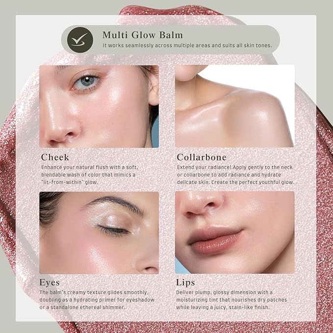 Multi Glow Balm, Cream Blush for Cheeks, Blush Balm Face Makeup, Radiant Finish, Hydrating, Creamy, Lightweight & Blendable Color, Face Makeup, 0.63 Oz-Velvo Beauty